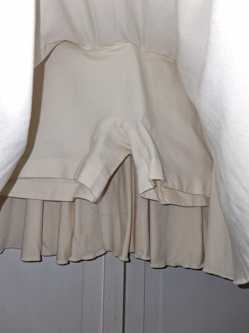 OQQ Cream Flared Mini Skirt with Crossfront Waistband